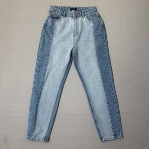 Trendyol Jeans Women 38 (US 6) Tapered Two Tone Panel Light Wash High Rise Y2K
